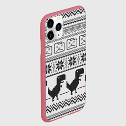 Чехол iPhone 11 Pro матовый Свитер с T-rex'ами, цвет: 3D-малиновый — фото 2