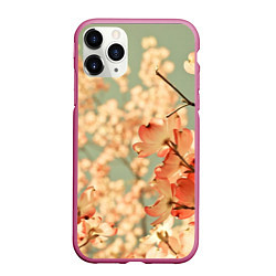 Чехол iPhone 11 Pro матовый Flowers, цвет: 3D-малиновый