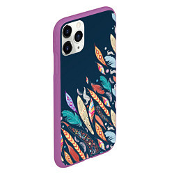 Чехол iPhone 11 Pro матовый Перья, цвет: 3D-фиолетовый — фото 2