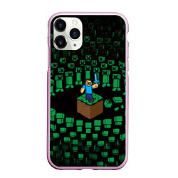 Чехол iPhone 11 Pro матовый MINECRAFT, цвет: 3D-розовый