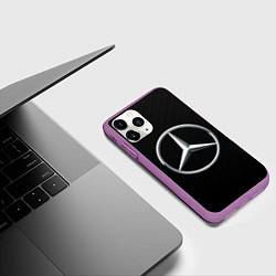 Чехол iPhone 11 Pro матовый MERCEDES-BENZ CARBON, цвет: 3D-фиолетовый — фото 2