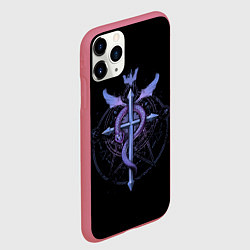 Чехол iPhone 11 Pro матовый Стальной алхимик, цвет: 3D-малиновый — фото 2