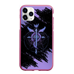Чехол iPhone 11 Pro матовый Стальной алхимик, цвет: 3D-малиновый