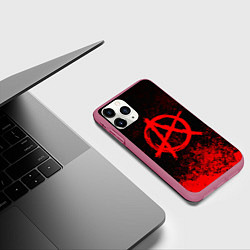 Чехол iPhone 11 Pro матовый АНАРХИЯ, цвет: 3D-малиновый — фото 2