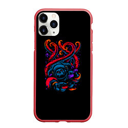 Чехол iPhone 11 Pro матовый Ктулху, цвет: 3D-красный