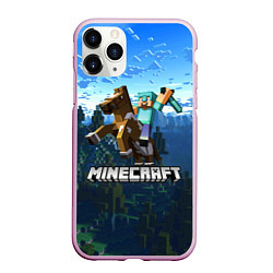 Чехол iPhone 11 Pro матовый Minecraft Майнкрафт, цвет: 3D-розовый