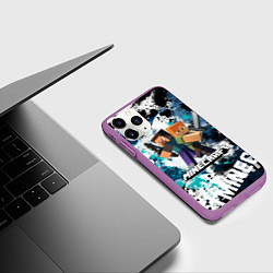 Чехол iPhone 11 Pro матовый Minecraft Майнкрафт, цвет: 3D-фиолетовый — фото 2
