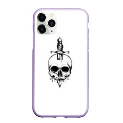Чехол iPhone 11 Pro матовый Череп, цвет: 3D-светло-сиреневый