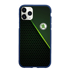 Чехол iPhone 11 Pro матовый Skoda, цвет: 3D-тёмно-синий