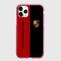 Чехол iPhone 11 Pro матовый PORSCHE, цвет: 3D-малиновый