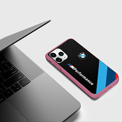 Чехол iPhone 11 Pro матовый BMW M PERFORMANCE, цвет: 3D-малиновый — фото 2