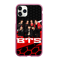 Чехол iPhone 11 Pro матовый BTS, цвет: 3D-малиновый