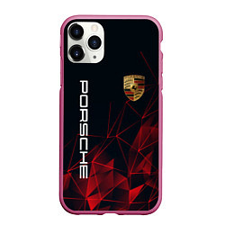 Чехол iPhone 11 Pro матовый PORSCHE, цвет: 3D-малиновый