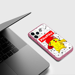 Чехол iPhone 11 Pro матовый ПИКАЧУ, цвет: 3D-малиновый — фото 2