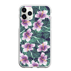 Чехол iPhone 11 Pro матовый Тропический цветок, цвет: 3D-белый