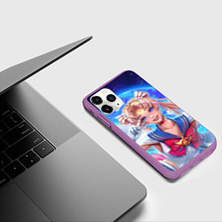 Чехол iPhone 11 Pro матовый КРЫЛЬЯ АНИМЕ, цвет: 3D-фиолетовый — фото 2