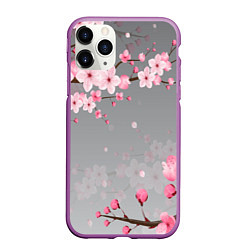 Чехол iPhone 11 Pro матовый САКУРА, цвет: 3D-фиолетовый