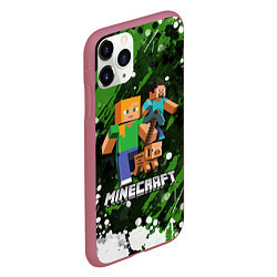 Чехол iPhone 11 Pro матовый Minecraft Майнкрафт, цвет: 3D-малиновый — фото 2