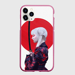 Чехол iPhone 11 Pro матовый Самурай, цвет: 3D-малиновый