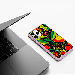Чехол iPhone 11 Pro матовый Цветы, цвет: 3D-розовый — фото 2