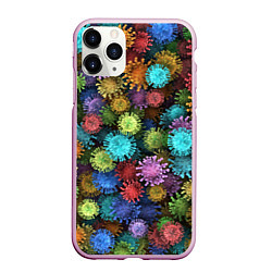 Чехол iPhone 11 Pro матовый Разноцветные вирусы, цвет: 3D-розовый