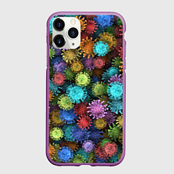 Чехол iPhone 11 Pro матовый Разноцветные вирусы, цвет: 3D-фиолетовый