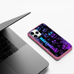 Чехол iPhone 11 Pro матовый Marshmello, цвет: 3D-малиновый — фото 2