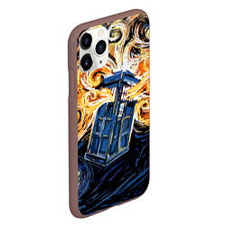 Чехол iPhone 11 Pro матовый Van Gogh Tardis, цвет: 3D-коричневый — фото 2