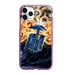 Чехол iPhone 11 Pro матовый Van Gogh Tardis, цвет: 3D-фиолетовый