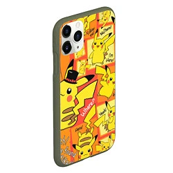 Чехол iPhone 11 Pro матовый Pikachu, цвет: 3D-темно-зеленый — фото 2