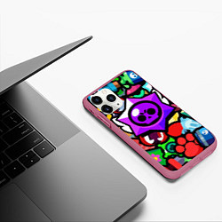 Чехол iPhone 11 Pro матовый МИНИМАЛИЗМ БРАВЛ СТАРС, цвет: 3D-малиновый — фото 2