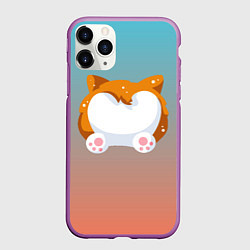 Чехол iPhone 11 Pro матовый Милый корги, цвет: 3D-фиолетовый