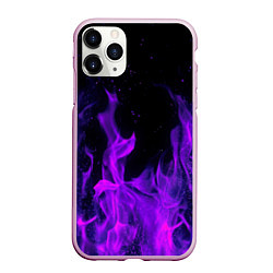 Чехол iPhone 11 Pro матовый ФИОЛЕТОВЫЙ ОГОНЬ, цвет: 3D-розовый