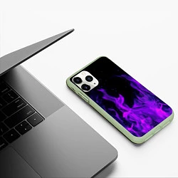 Чехол iPhone 11 Pro матовый ФИОЛЕТОВЫЙ ОГОНЬ, цвет: 3D-салатовый — фото 2