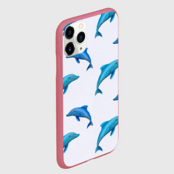 Чехол iPhone 11 Pro матовый Рай для дельфина, цвет: 3D-малиновый — фото 2