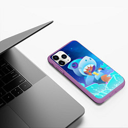 Чехол iPhone 11 Pro матовый LEON SHARK - BRAWL STARS, цвет: 3D-фиолетовый — фото 2