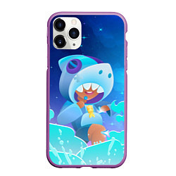 Чехол iPhone 11 Pro матовый LEON SHARK - BRAWL STARS, цвет: 3D-фиолетовый