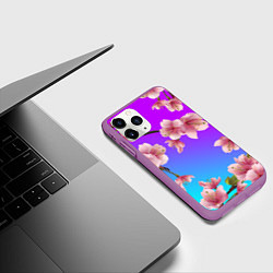 Чехол iPhone 11 Pro матовый САКУРА ВИШНЯ, цвет: 3D-фиолетовый — фото 2