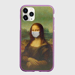Чехол iPhone 11 Pro матовый Мона Лиза в маске, цвет: 3D-фиолетовый