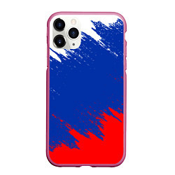 Чехол iPhone 11 Pro матовый РОССИЯ ТРИКОЛОР, цвет: 3D-малиновый