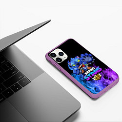 Чехол iPhone 11 Pro матовый BRAWL STARS LEON, цвет: 3D-фиолетовый — фото 2