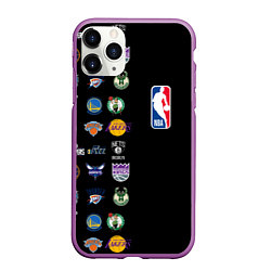 Чехол iPhone 11 Pro матовый NBA Team Logos 2, цвет: 3D-фиолетовый