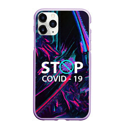 Чехол iPhone 11 Pro матовый Стоп covid-19, цвет: 3D-сиреневый