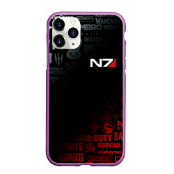 Чехол iPhone 11 Pro матовый MASS EFFECT N7, цвет: 3D-фиолетовый