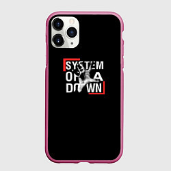 Чехол iPhone 11 Pro матовый System of a Down, цвет: 3D-малиновый