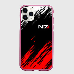 Чехол iPhone 11 Pro матовый MASS EFFECT N7, цвет: 3D-малиновый