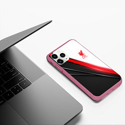 Чехол iPhone 11 Pro матовый Liverpool F C, цвет: 3D-малиновый — фото 2