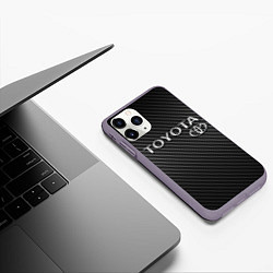 Чехол iPhone 11 Pro матовый TOYOTA CARBON, цвет: 3D-серый — фото 2