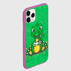 Чехол iPhone 11 Pro матовый Дракоша-геймер, цвет: 3D-фиолетовый — фото 2