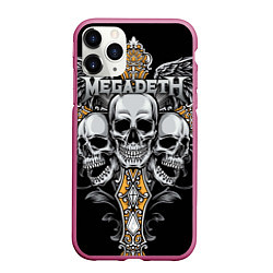 Чехол iPhone 11 Pro матовый Megadeth, цвет: 3D-малиновый